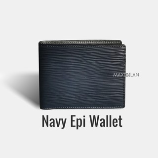 - ví ngang epi xanh navy/ xanh tím than da bò thật 100% - có video quay sp thật