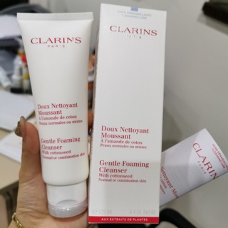 Sữa Rửa Mặt Clarins Gentle Foaming Cleanser With Cottonseed 125ml dành cho da thường, da hỗn hợp