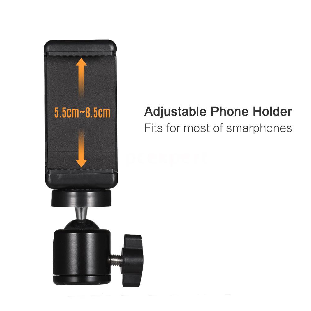 PCER◆ Adjustable Phone Holder Smartphone Clip + Flexible Ballhead Adapter Mount with 1/4 Inch Screw