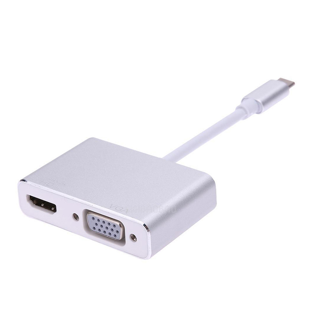 Bộ Chia Cổng Usb 3.1 Type-C Sang Hdmi Vga 2 Trong 1 4k