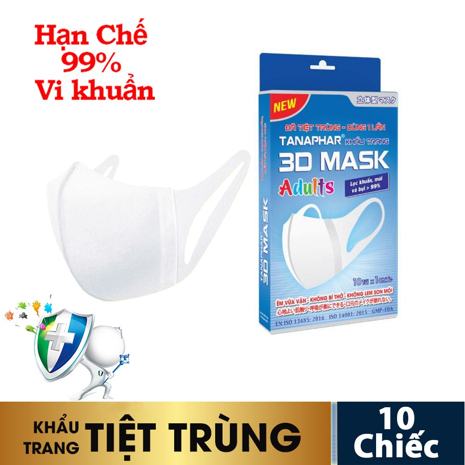 Khẩu Trang - Taky,   3D Kháng Khuẩn Dành Cho Người Lớn, Co Giãn Đàn Hồi Tốt, Mềm Mại, An Toàn, Công Nghệ Nhật Bản - 7080