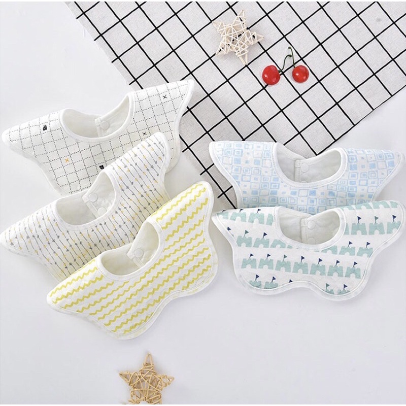 Yếm COTTON tròn chống thấm ♥️ YẾM xoay tròn 360 độ cho bé [Shop mẹ Bob 86]