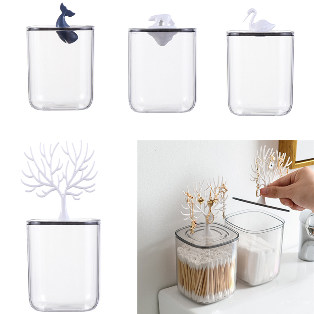 Hộp Nhựa Trong Suốt Đựng Tăm Xỉa Răng/Tăm Bông Dễ Thương