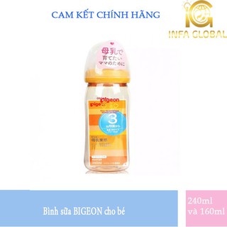 [cam kết chính hãng nhật] Bình sữa PIGEON thủy tinh ( bình 240ml và 160ml)
