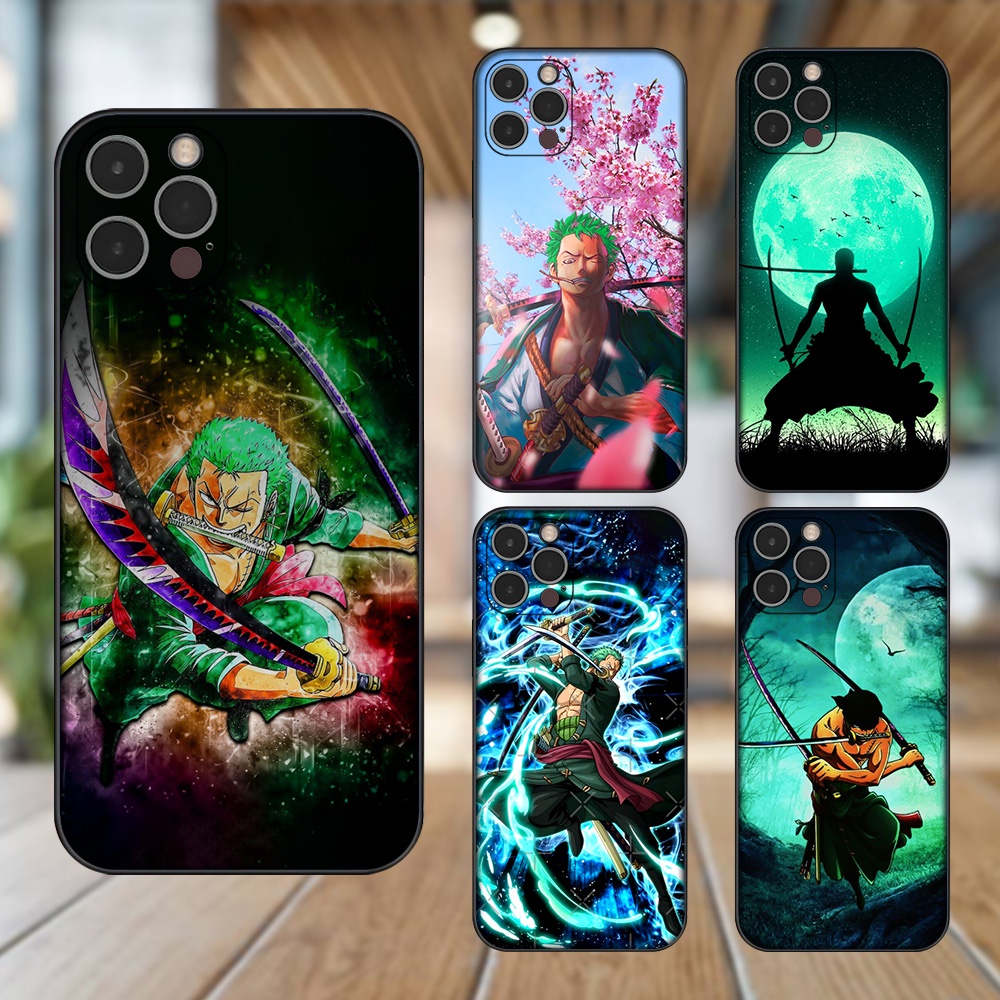 Ốp lưng iPhone 12 Pro dẻo đen cạnh vuông in hình Zoro One Piece