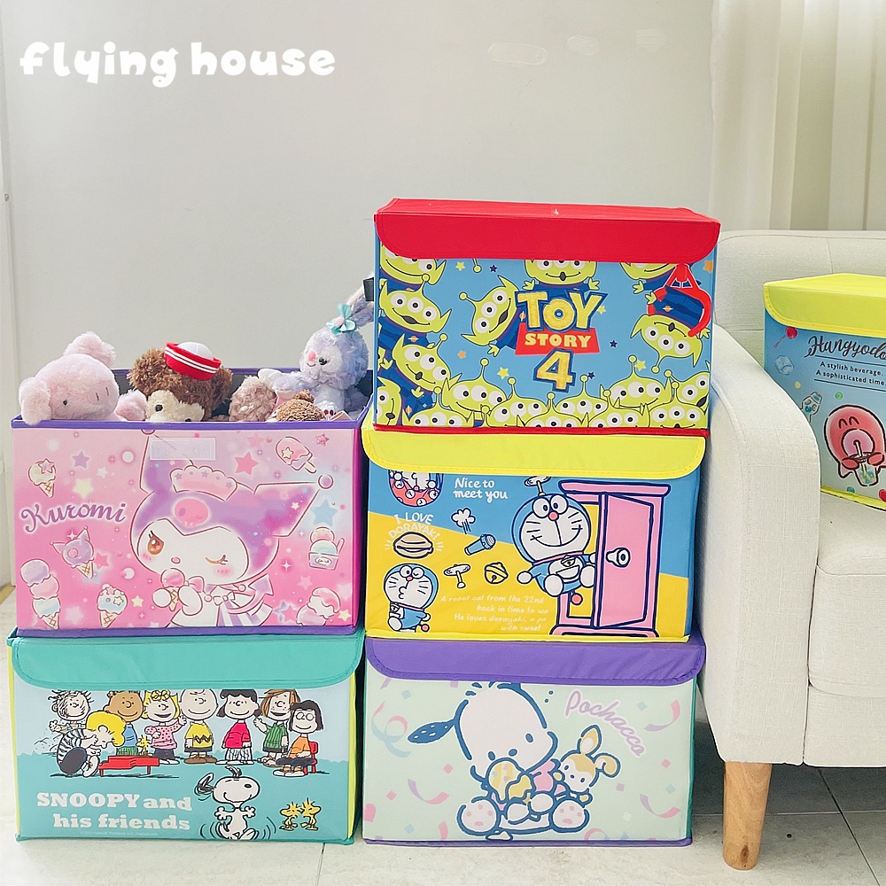Hộp Đựng Đồ Chơi Có Nắp Đậy Họa Tiết Hoạt Hình Dễ Thương
