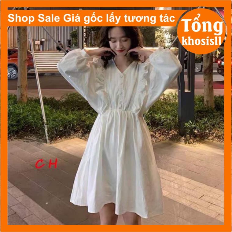 Váy nữ Babydoll cánh dơi bèo ,kiểu dáng hàn quốc,2 màu đen,trắng vintage có kèm lót trong freesize có hai màu đen trắng