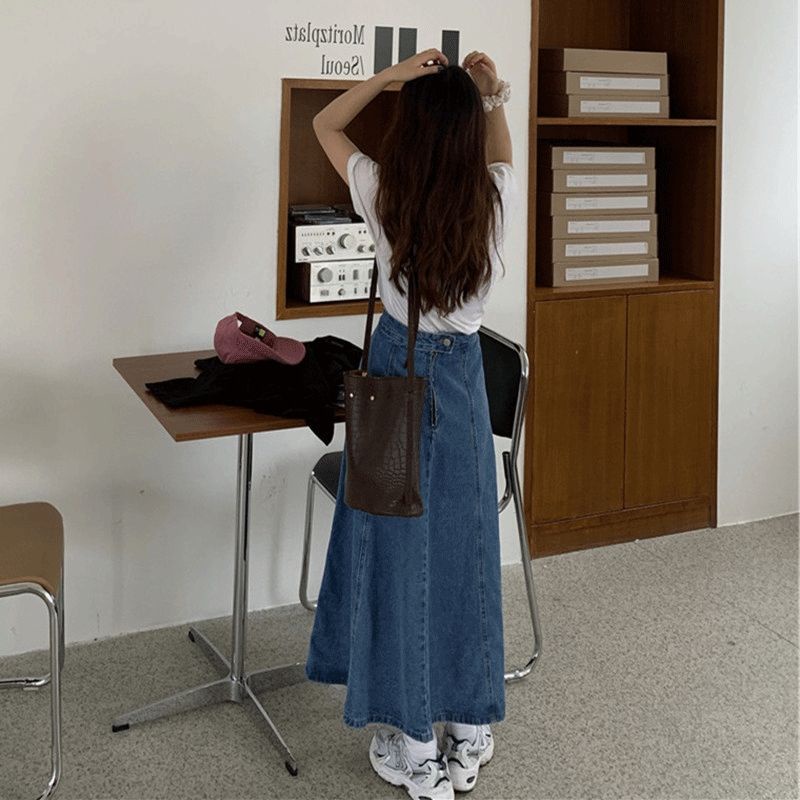 Chân Váy Jean Dáng Xoè Dài Taobao Order Phong Cách Hàn