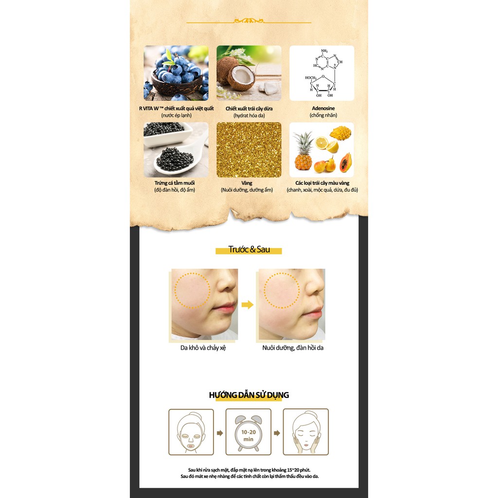 Mặt Nạ Dưỡng Ẩm Từ Trứng Cá Tầm Hoàng Gia Frudia Royal de Caviar Gold Mask 20ml/1pcs