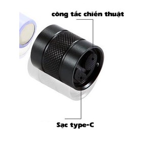 Đèn pin c8 mini sst40 công tắc chiến thuật nhỏ kết hợp sạc type -C kèm móc cài