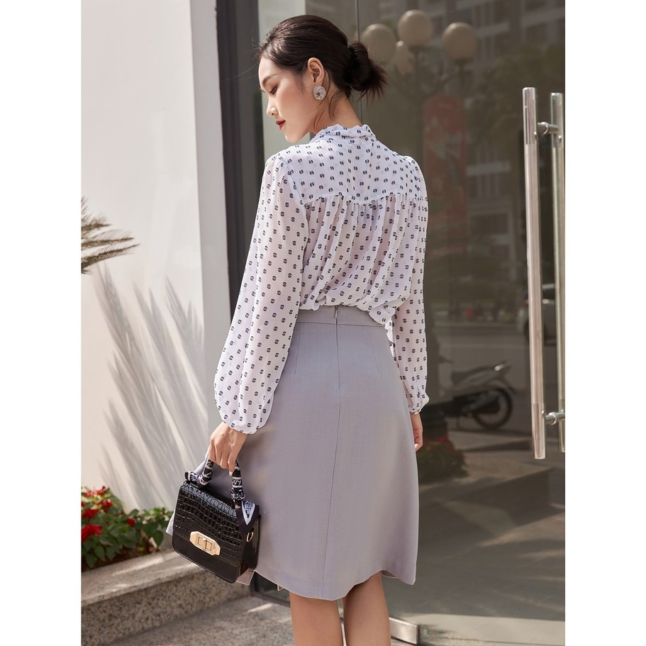 Chân váy xòe công sở 20AGAIN, hàng thiết kế bèo lệch 1 bên thanh lịch JXA1062 | BigBuy360 - bigbuy360.vn