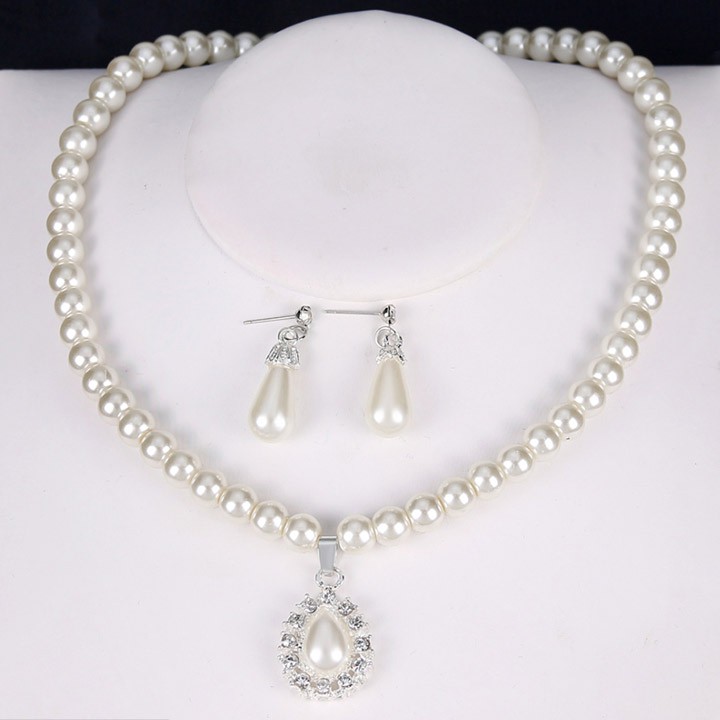Bộ trang sức 🌺Free ship đơn 50K🌺 ngọc 2 món hình giọt nước BHB86