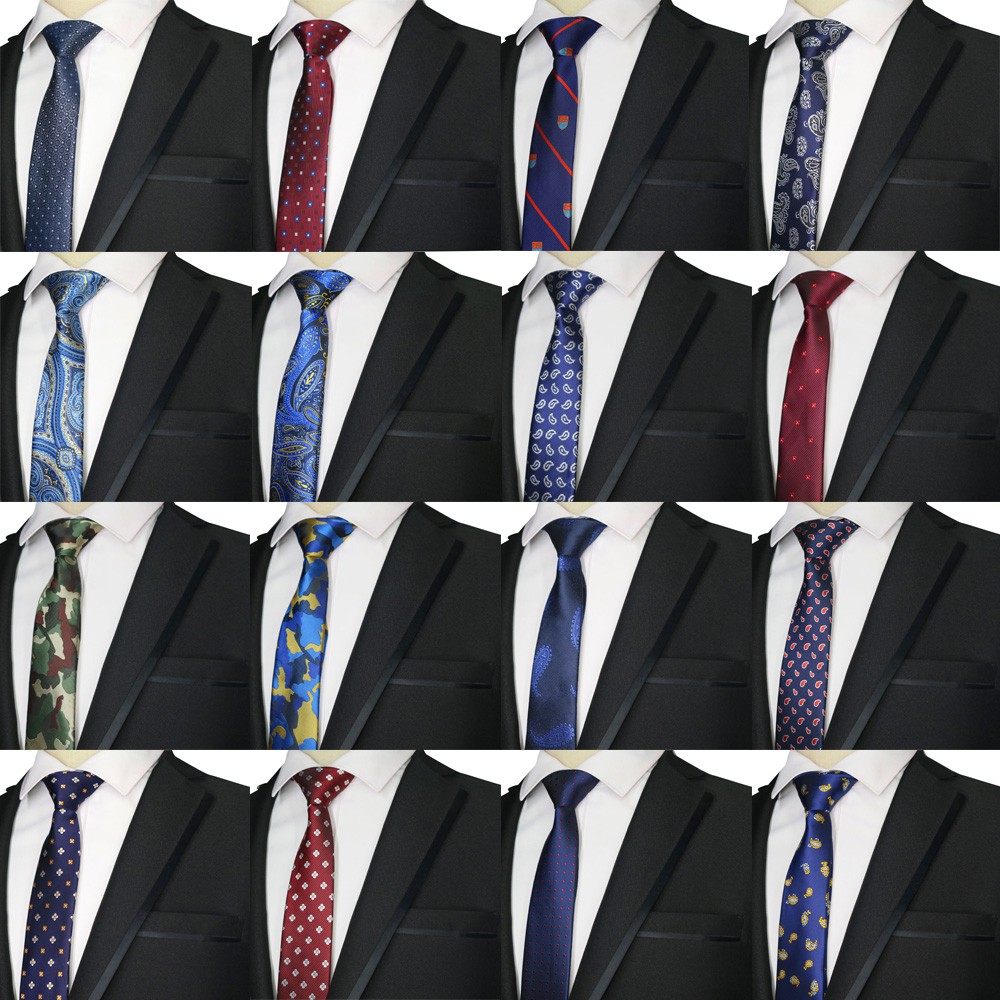 Cà Vạt Lụa 6CM Màu Đen / Xanh Thời Trang Cho Nam