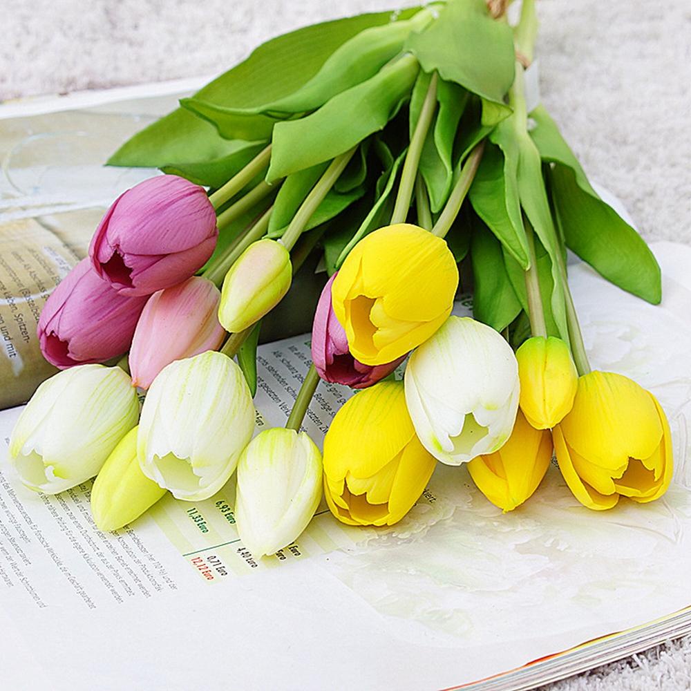 Bộ 5 Bông Hoa Tulip Nhân Tạo Để Bàn Trang Trí Văn Phòng