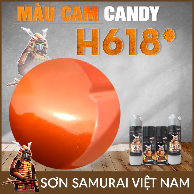Combo Sơn Samurai Màu Cam Candy H618 - Sơn Xịt Samurai