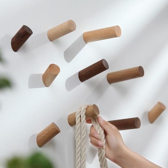 Móc treo đồ gắn tường_móc treo quần áo đơn _màu nâu & màu gỗ