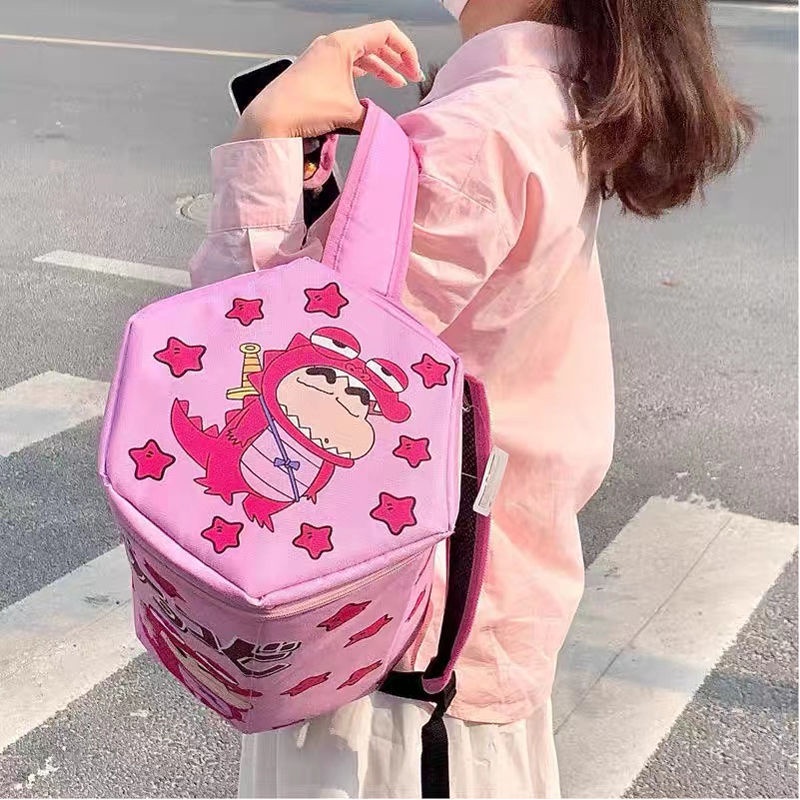 Ba Lô Đi Học Có Khóa Kéo In Hình Shin-Chan Dễ Thương Vui Nhộn蜡笔小新书包背包双肩包 8.19