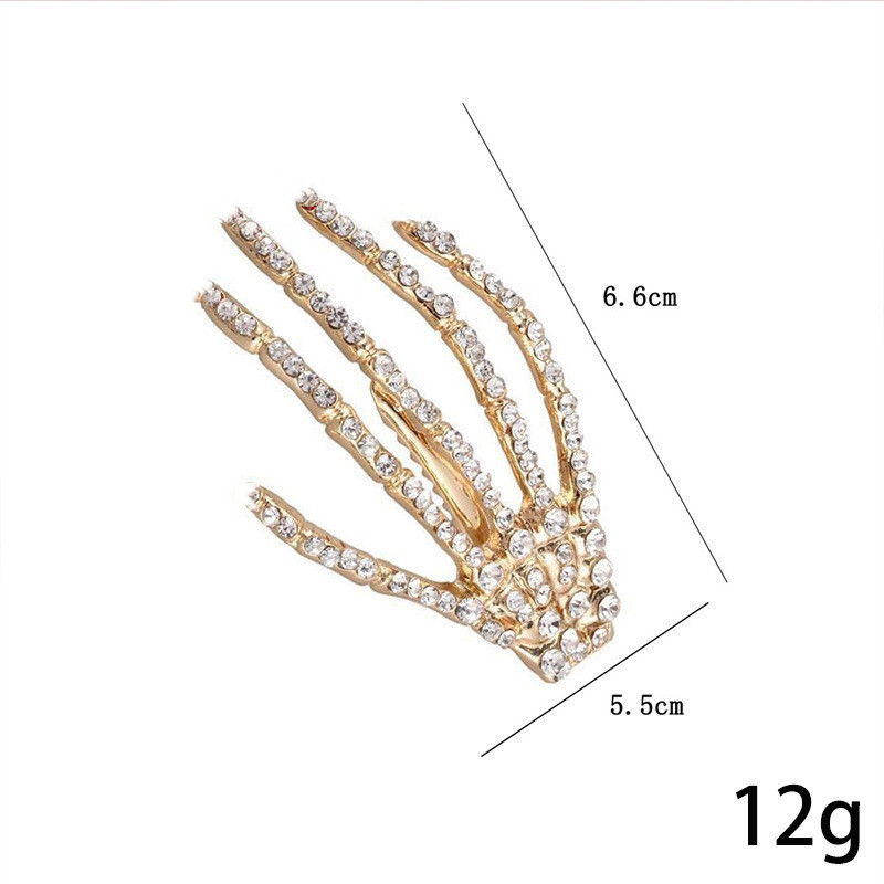 Harajuku Style Hand Claw Hairpin Female Korean Ins Cute Rhinestone Side Clip Word Clip Temperament Back Head Clip Lady Hair Clip Top Clip