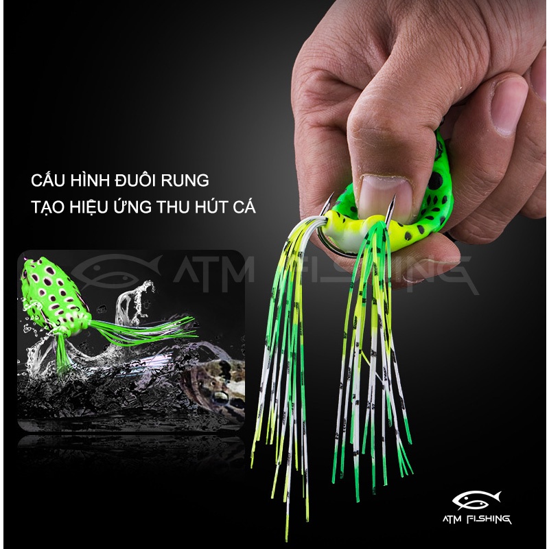 Mồi Câu Cá Giả Nhái Nhảy 3D Có Đuôi Rung Tạo Hiệu Ứng Thu Hút Cá