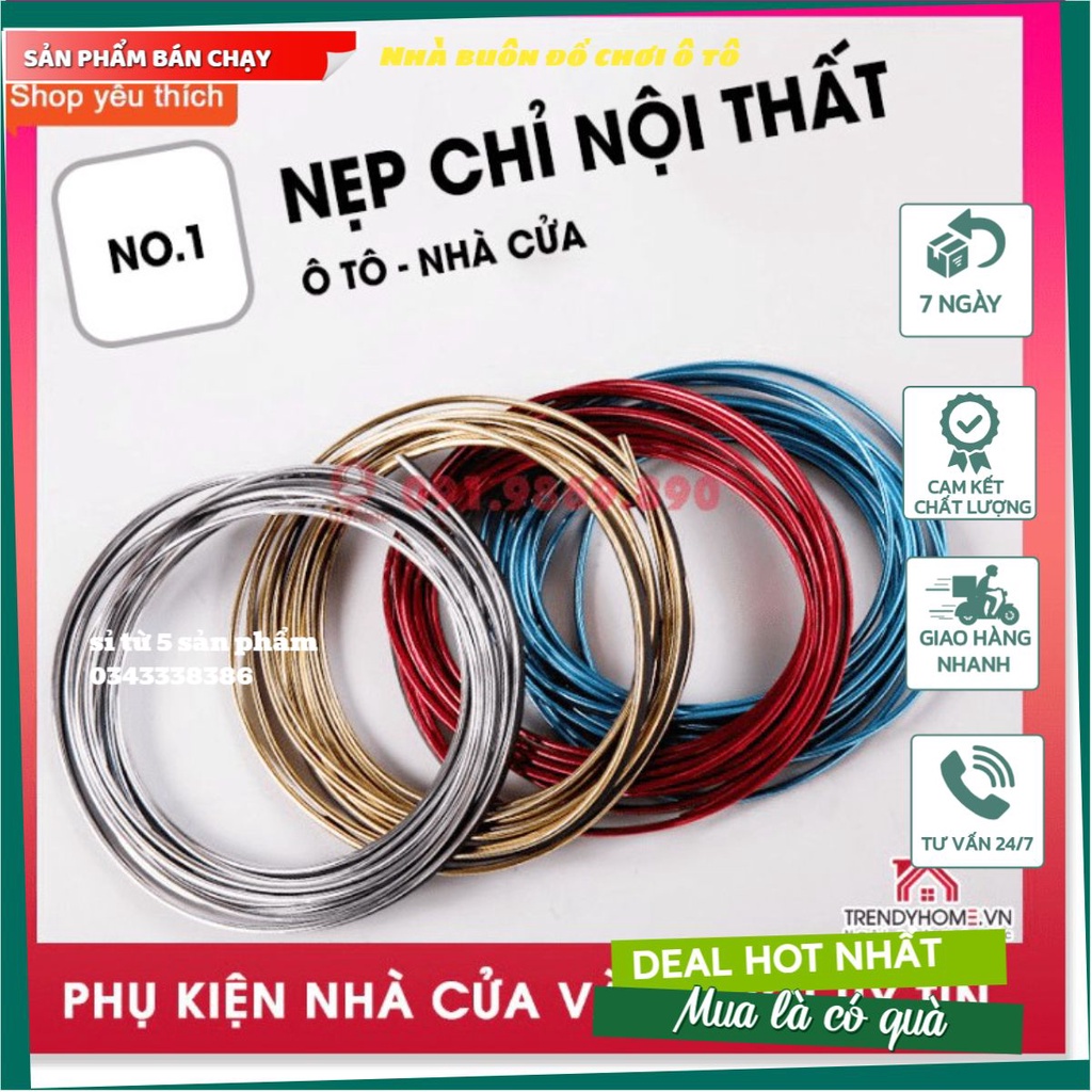 Chỉ viền trang trí nội thất ô tô (cuộn 5m) Chỉ nẹp viền nội thất xe hơi, dây viền trang trí nội thất ô tô, chỉ nội thất