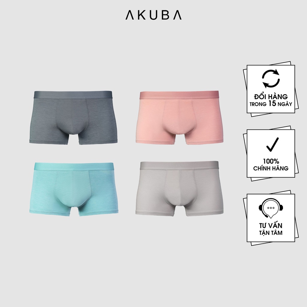 Quần sịp đùi nam AKUBA vải sợi Modal tự nhiên (gỗ sồi), quần boxer co giãn tốt, không hằn lưng, mặc mát thoải mái S04