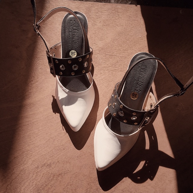 SIZE 33-42 Sandal trắng mix đen