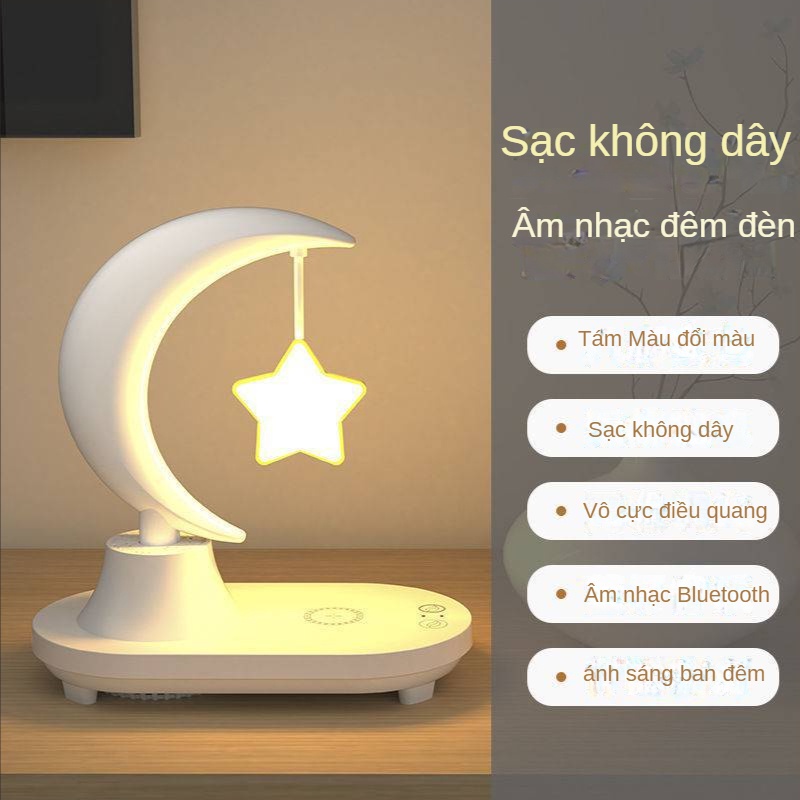 Loa bluetooth có đèn ngủ hỗ trợ sạc không dây cho điện thoại