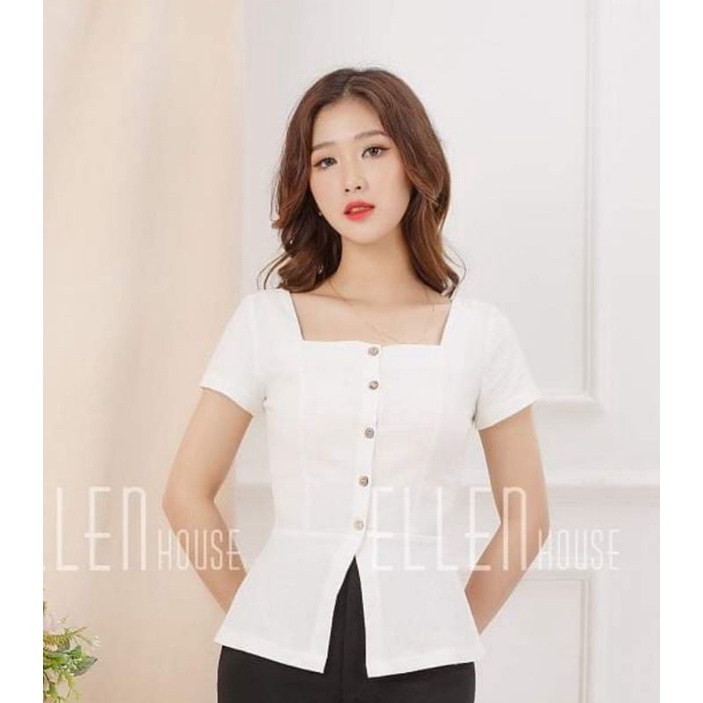 Áo Kiểu Nữ Cổ Vuông ,chất lilen cực mát (có ảnh thật)