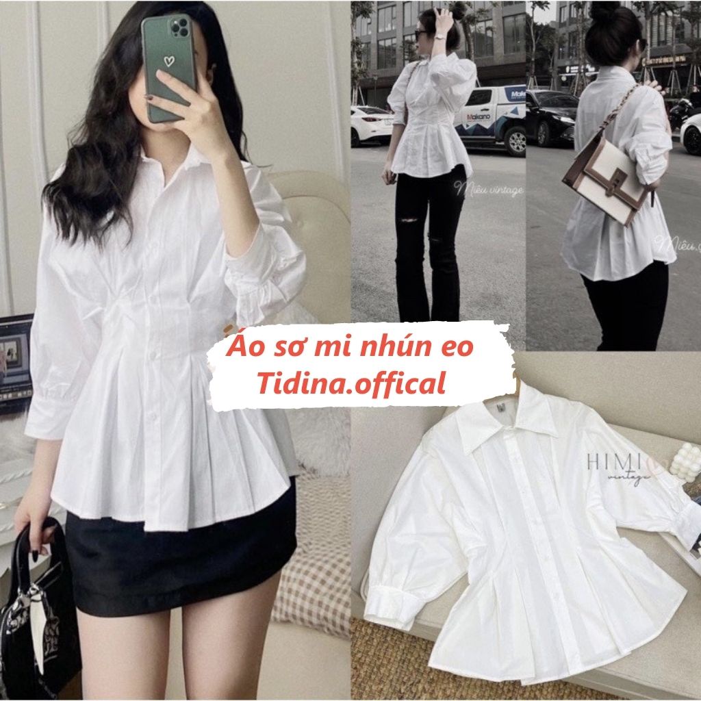 [Mã FAMARAL1 giảm 10K đơn 50K] Áo Sơ Mi Trắng Nữ TIDINA áo sơ mi nữ đẹp kiểu điệu phong cách thời trang Hàn Quốc SM001
