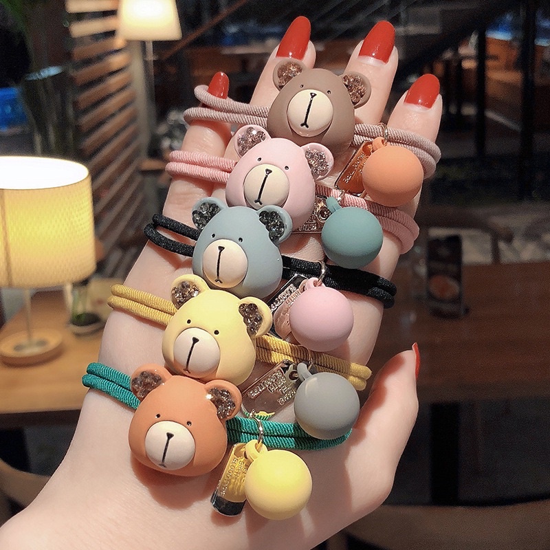 Dây cột tóc gấu đính đá hạt nhám siêu xinh phong cách hàn quốc