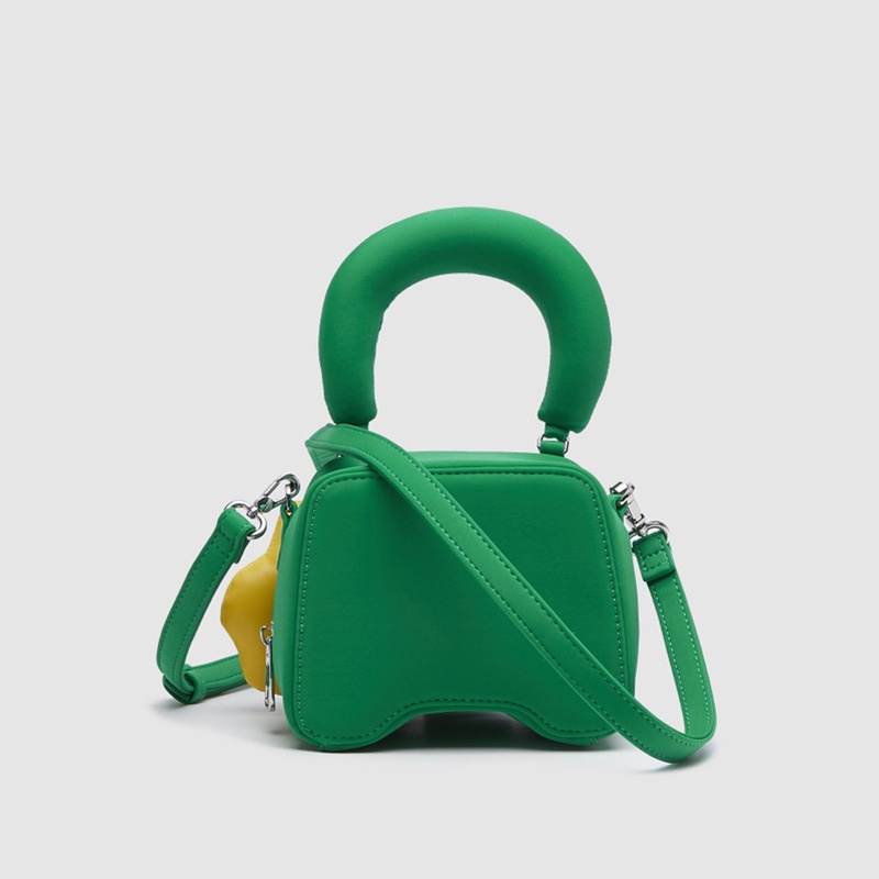 Túi đeo vai IELGY màu xanh lá hình vuông size nhỏ trang trí phụ kiện mặt cười thời trang cho nữ