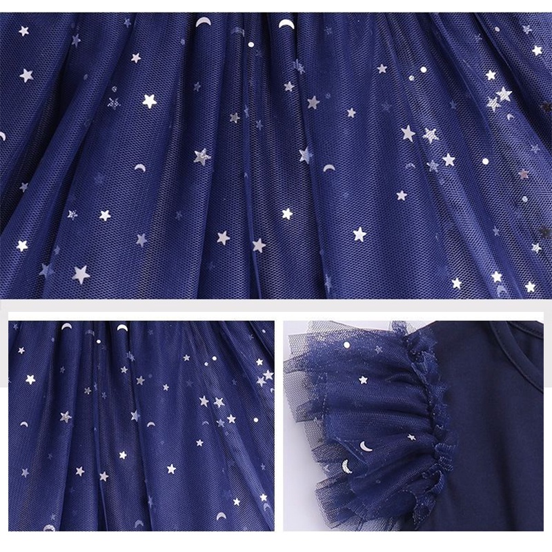 Đầm vải IQ Angel màu gradient họa tiết bầu trời sao thời trang cho bé