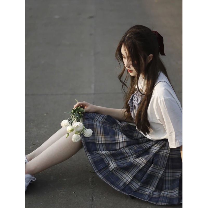 Xếp ly JK Kẻ sọc Váy đồng phục học sinh Nhật Bản dễ thươngYCJE