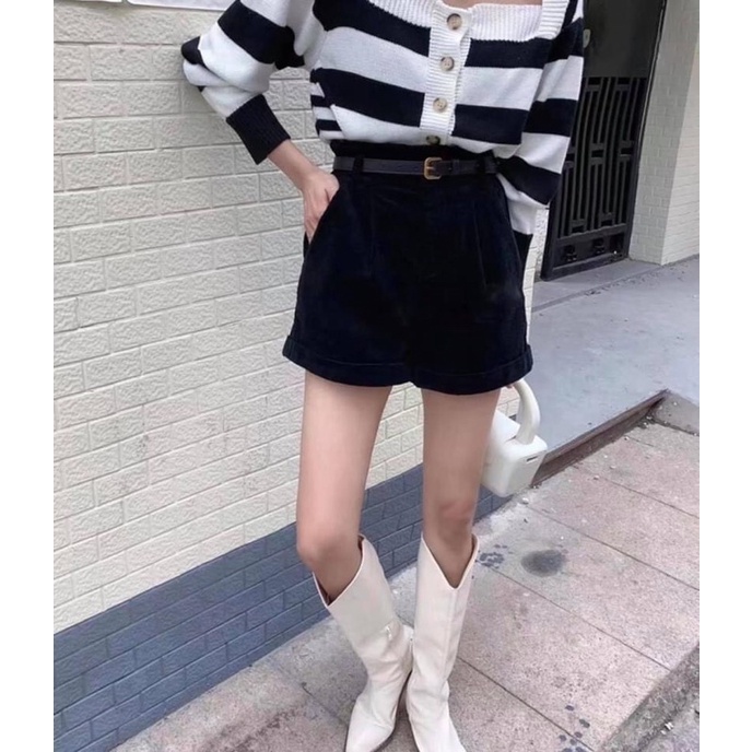 quần sooc nữ, quần đùi nữ gấu lật chất nhung 2 màu cao cấp | BigBuy360 - bigbuy360.vn