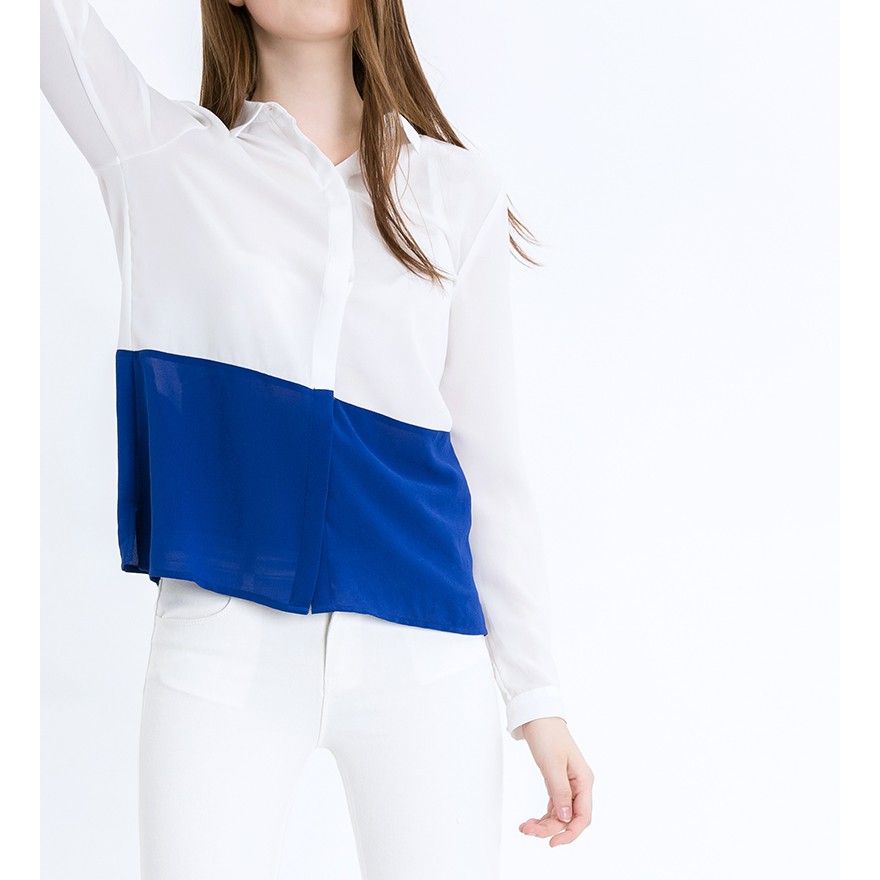 [Mã FASHIONMALLT4 giảm 15% đơn 150k] Áo kiểu nữ The cosmo Colour block blouse TC2001011 | BigBuy360 - bigbuy360.vn