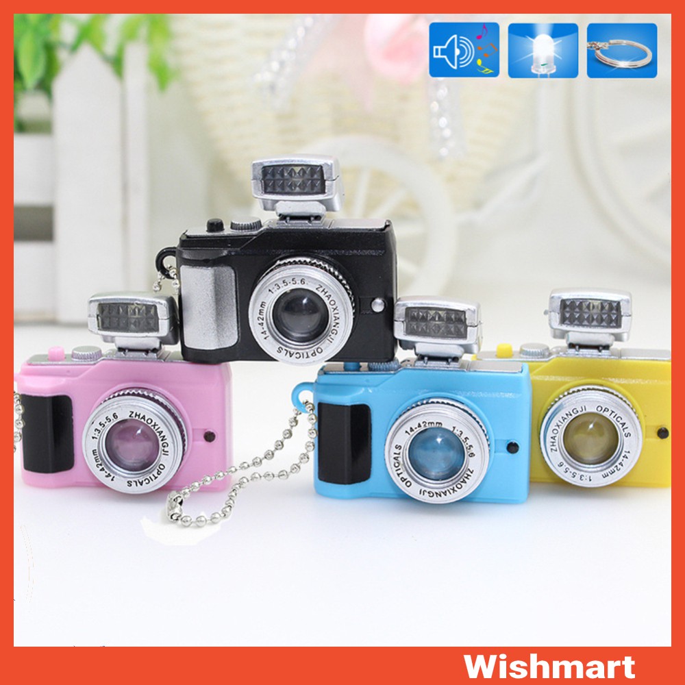 Móc Khóa Hình Máy Ảnh Có Đèn LED Và Âm Thanh Mini Cho Điện Thoại