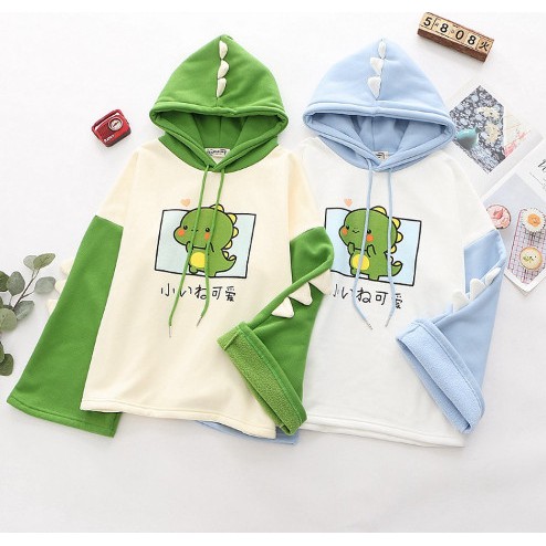 Áo Hoodie Khủng Long Cute Tay Lỡ Cực Xinh