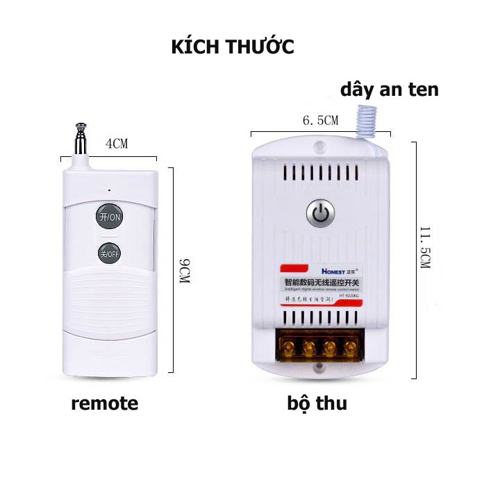 Bộ công tắc điều khiển từ xa công suất lớn Honest 1km HT-9220KG 40A 220V