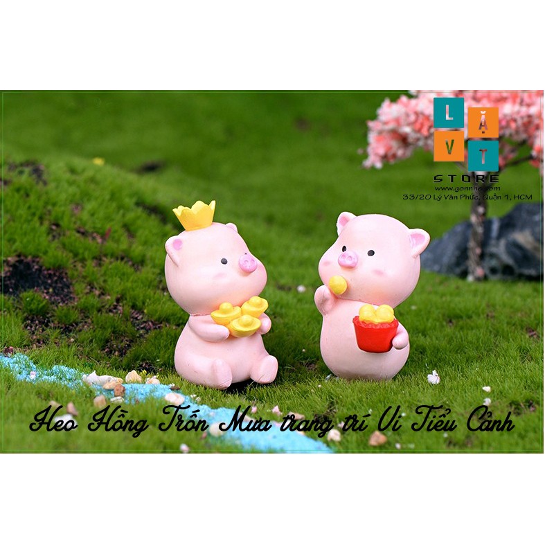 Mô Hình Heo Ủn Ỉn Tròn xoe đội mưa siêu cute Dùng Để Trang Trí Vi Tiểu Cảnh - Đơn Giản Chân Thật Giá Rẻ Bất Ngờ