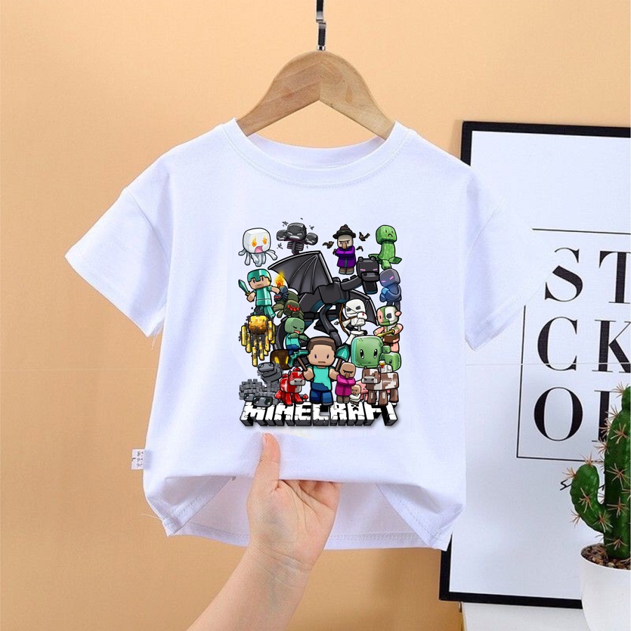 Áo thun trẻ em 💖Áo cotton mát mịn họa tiết Minecraft lego mô hình dễ thương cho bé trai và bé gái - SSSHOP