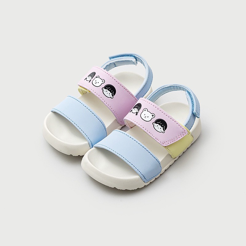 Form to Dép Sandal Siêu Nhẹ Quai Ngang Thêu Hình Ngộ Nghĩnh Cho Bé Gái K121