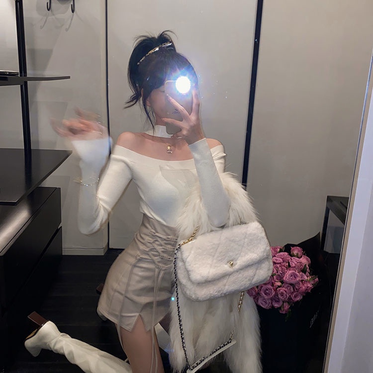 COZOK Chân váy lưng cao xẻ tà quyến rũ cho nữ