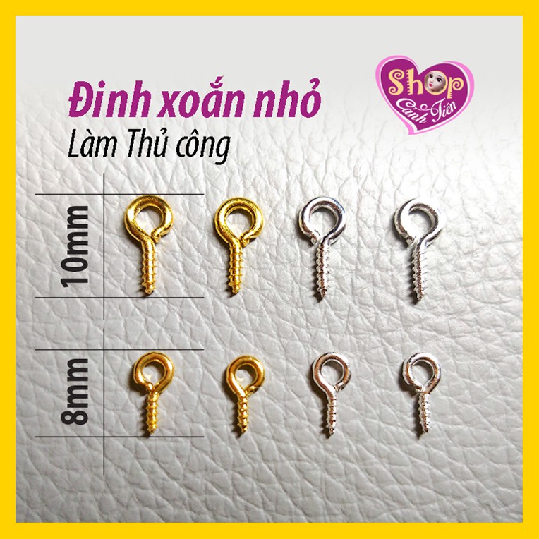 50 Đinh xoắn nhỏ 8-10mm Mạ vàng, Mạ bạc - Nguyên liệu Làm Thủ công Giá Tốt