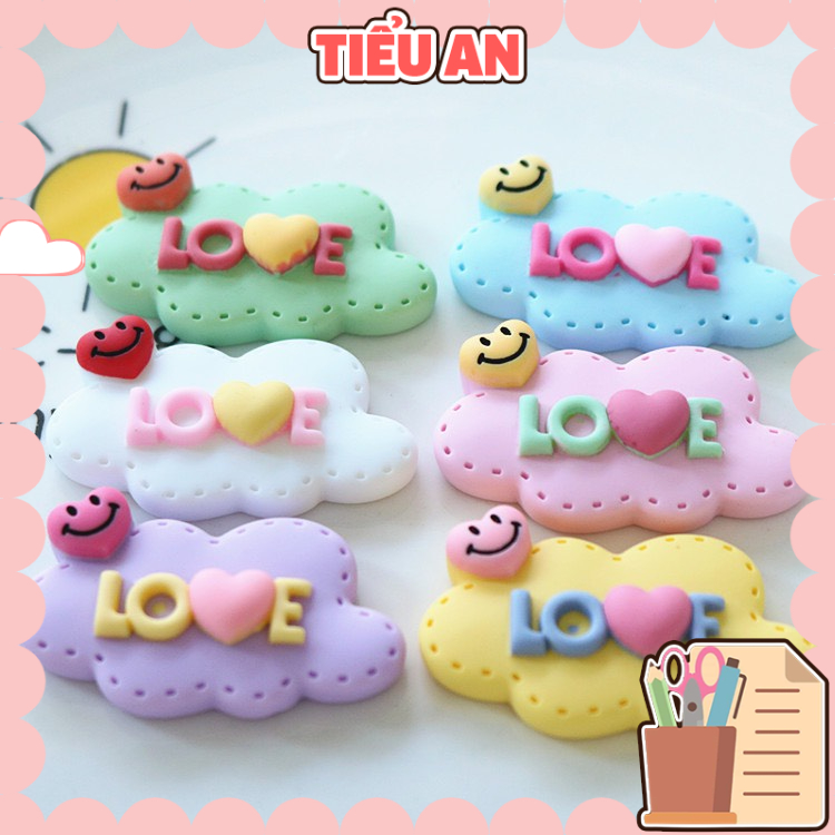 Charm (C564) slime/ Dụng Cụ Charm Trang Trí [Ko Keo &amp; Nút] Bảng Chữ Love Xinh Xắn (4x2.4cm) - Giá 1 cái