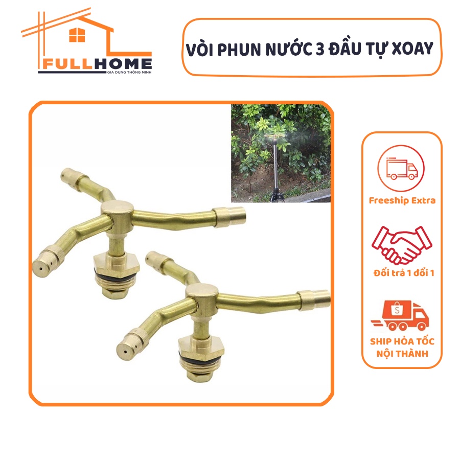 Vòi Phun Nước Tưới Cây 3 Đầu Xoay 360 Độ -Vòi Tưới Tự Xoay Cho Vườn Cây