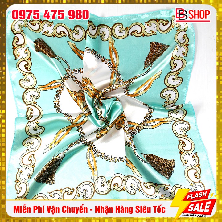 Khăn Thời Trang Hàn Quốc Lụa Satin Size 50x50cm Quấn Làm Áo Đội Đầu Buộc Tóc Quàng Cổ