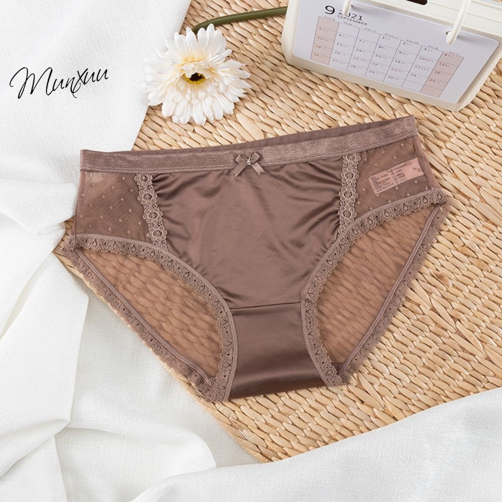 Quần lót đúc su cao cấp phối ren kim sa siêu thông thoáng gợi cảm - MUNXUU QC100