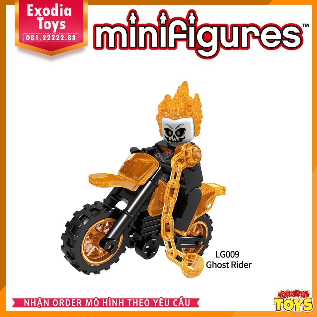 Xếp hình Minifigure các siêu anh hùng Ma Tốc Độ Ghost Rider - Đồ Chơi Lắp Ghép Sáng Tạo - LG1002