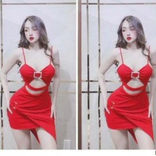 Đầm body 2 dây khoét eo đắp chéo sexy