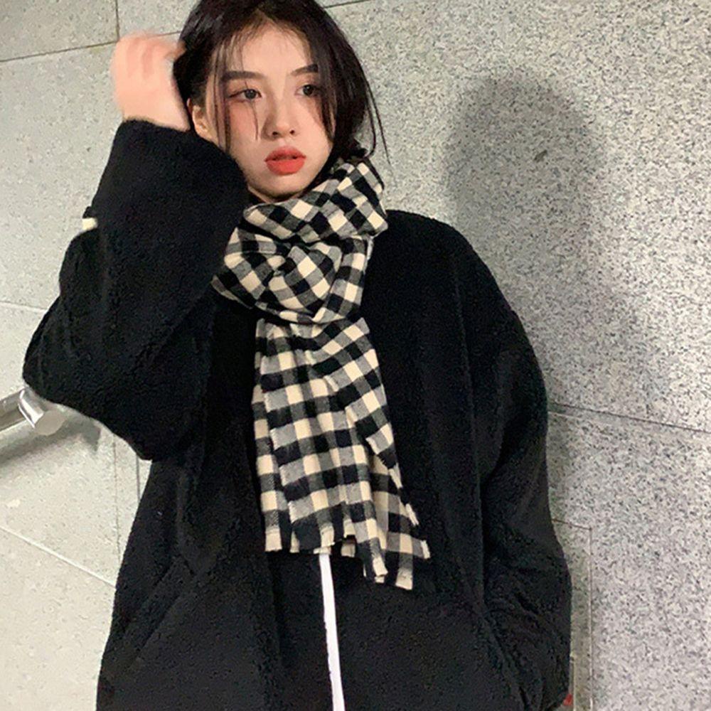 TWINKLE Khăn Choàng Cổ Mềm Mại Họa Tiết Kẻ Sọc Thời Trang Mùa Đông Cho Nam Và Nữ